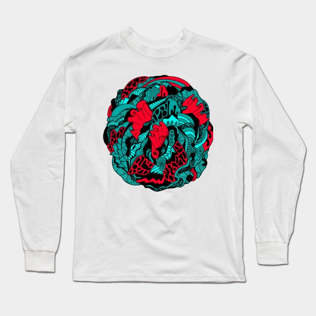 Turqred Abstract Wave of Thoughts No 1 Long Sleeve T-Shirt by kenallouis